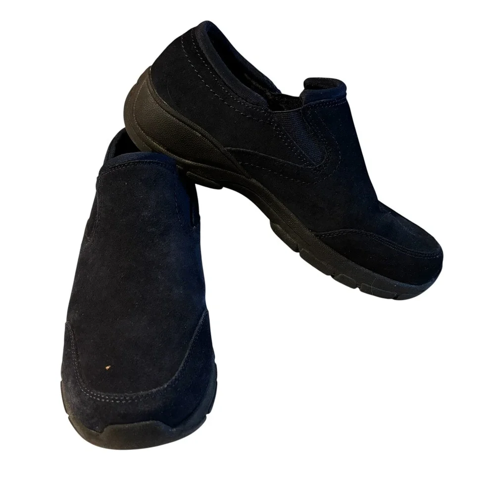 Lands End Womens Navy Blue Suede All Weather Slip On Loafers Shoes 7D 444684